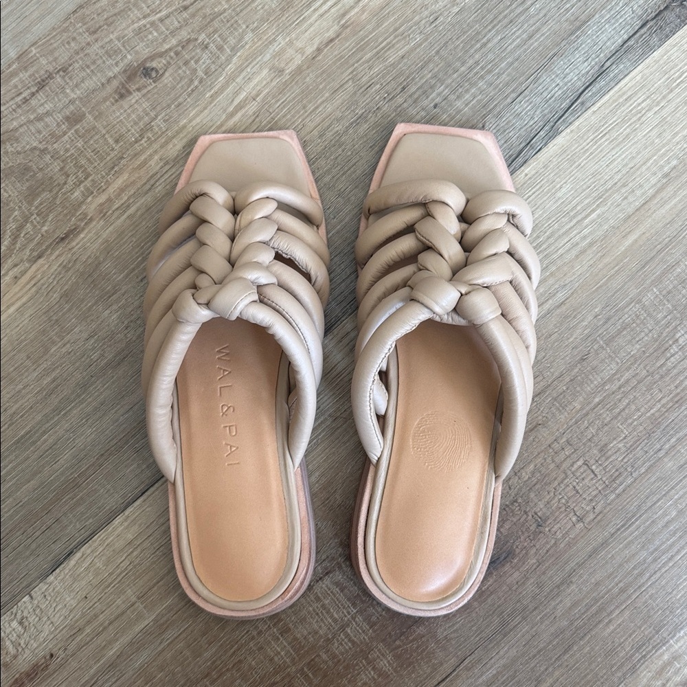 WAL&PAI Braided Slide Sandals in Tan
